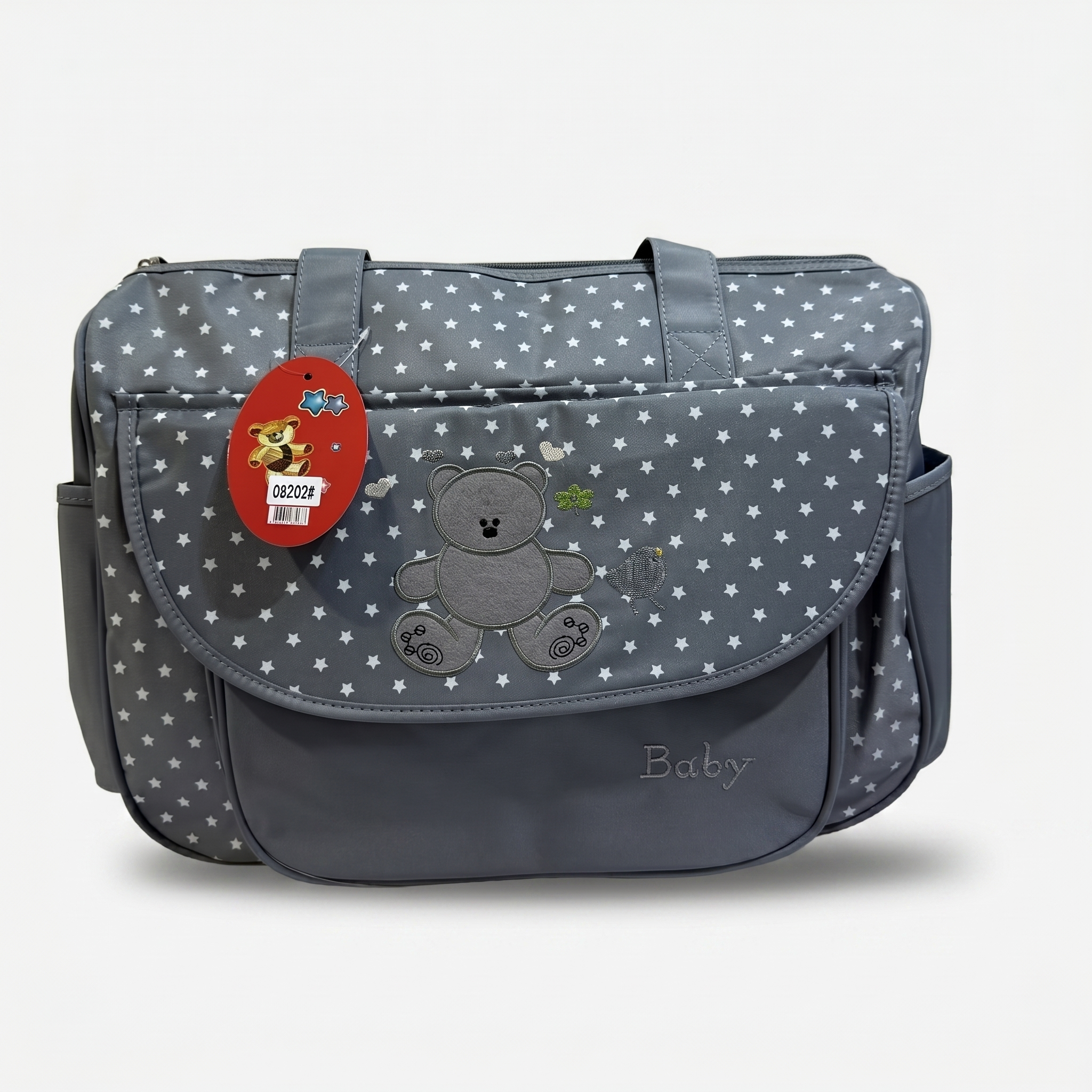 Starry Bear Baby Diaper Bag – Slate Grey