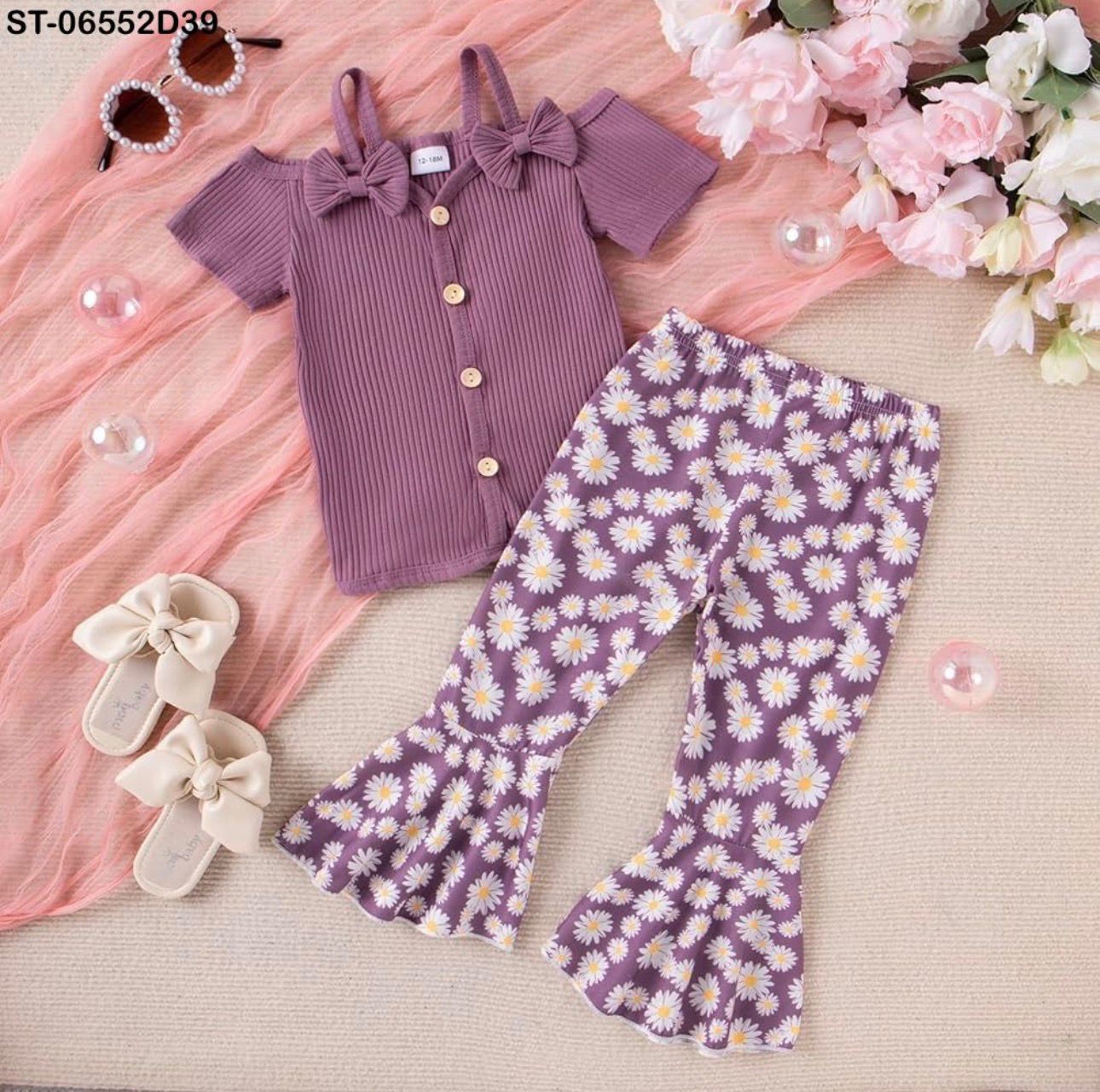 Daisy Bloom Bell Bottom Co-Ord Set