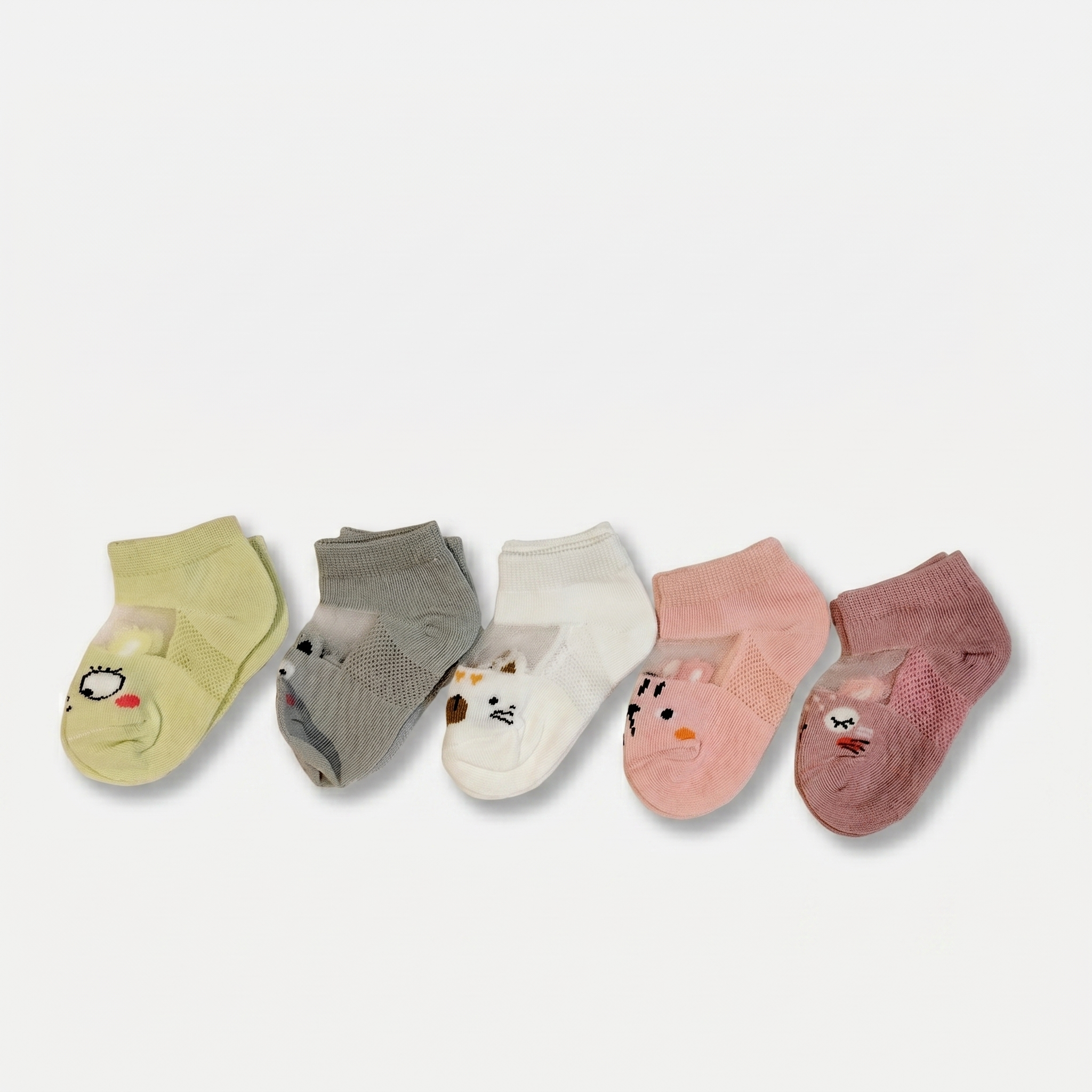 Soft Cotton Baby Socks Set – Pack of 5 (0–12 Months)
