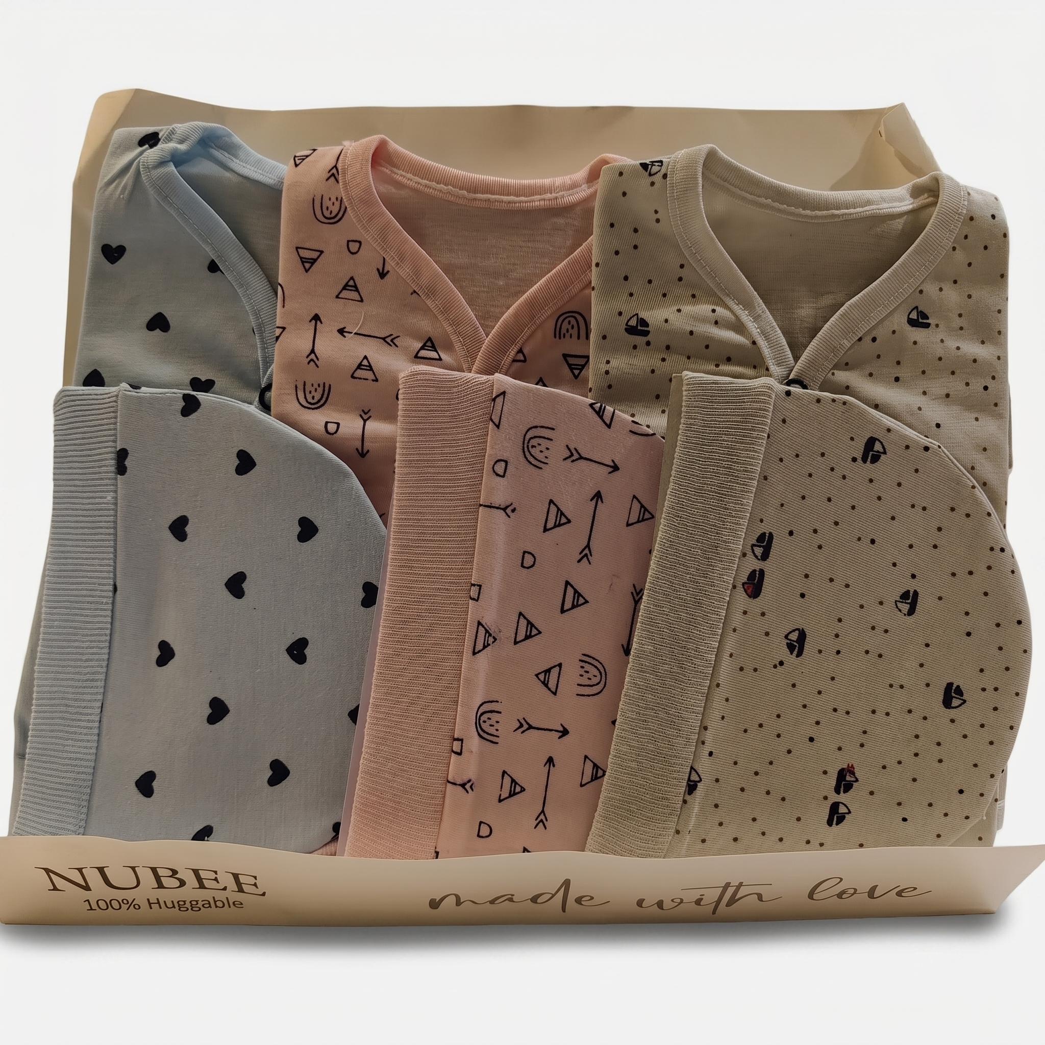 Newborn Summer Clothing Set – 3 Pack with Matching Caps