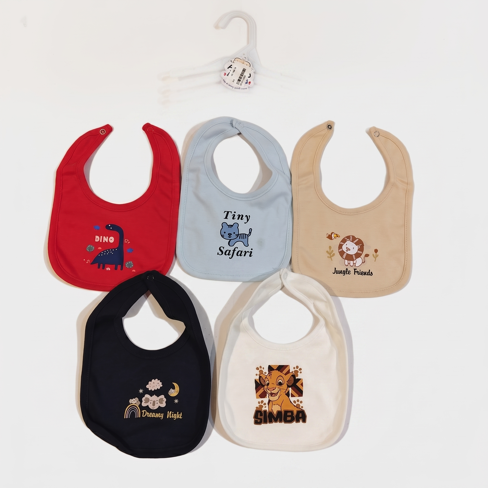 Printed Baby Bibs Set – Assorted Designs (5 Pieces)