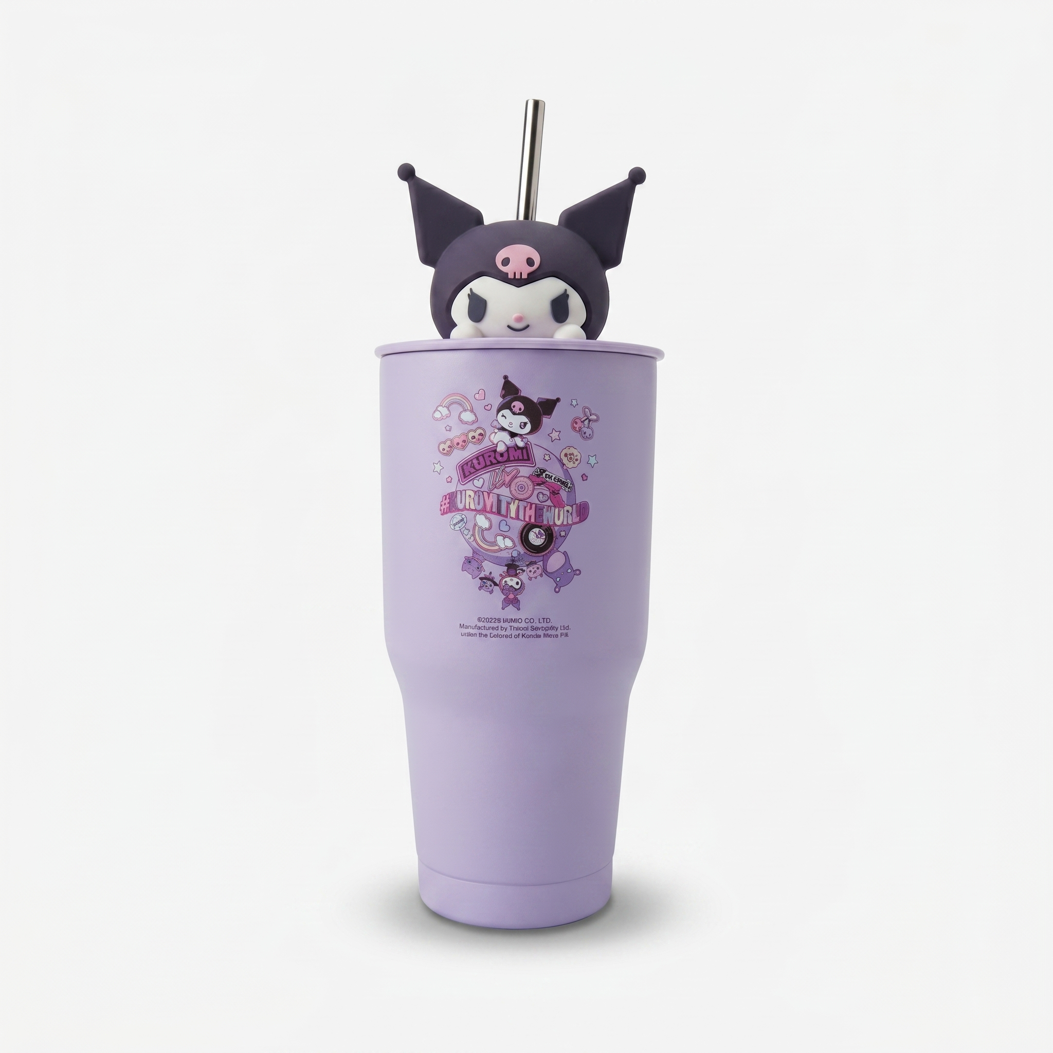 Kuromi Character Stainless Steel Tumbler with Straw – Lavender