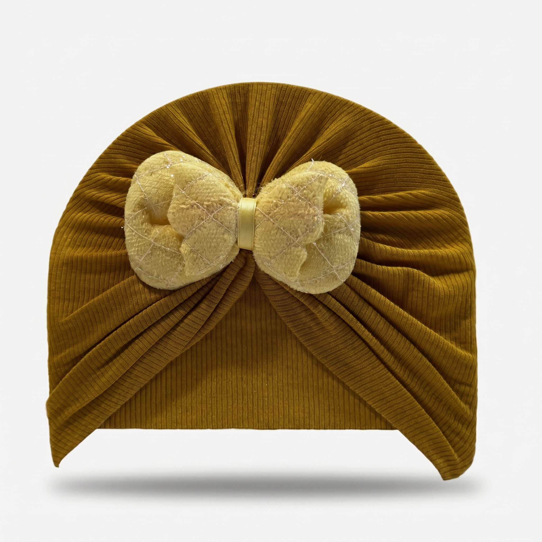 Sparkle Bow Baby Turban Cap – Soft Ribbed Beanie (Many Colors)