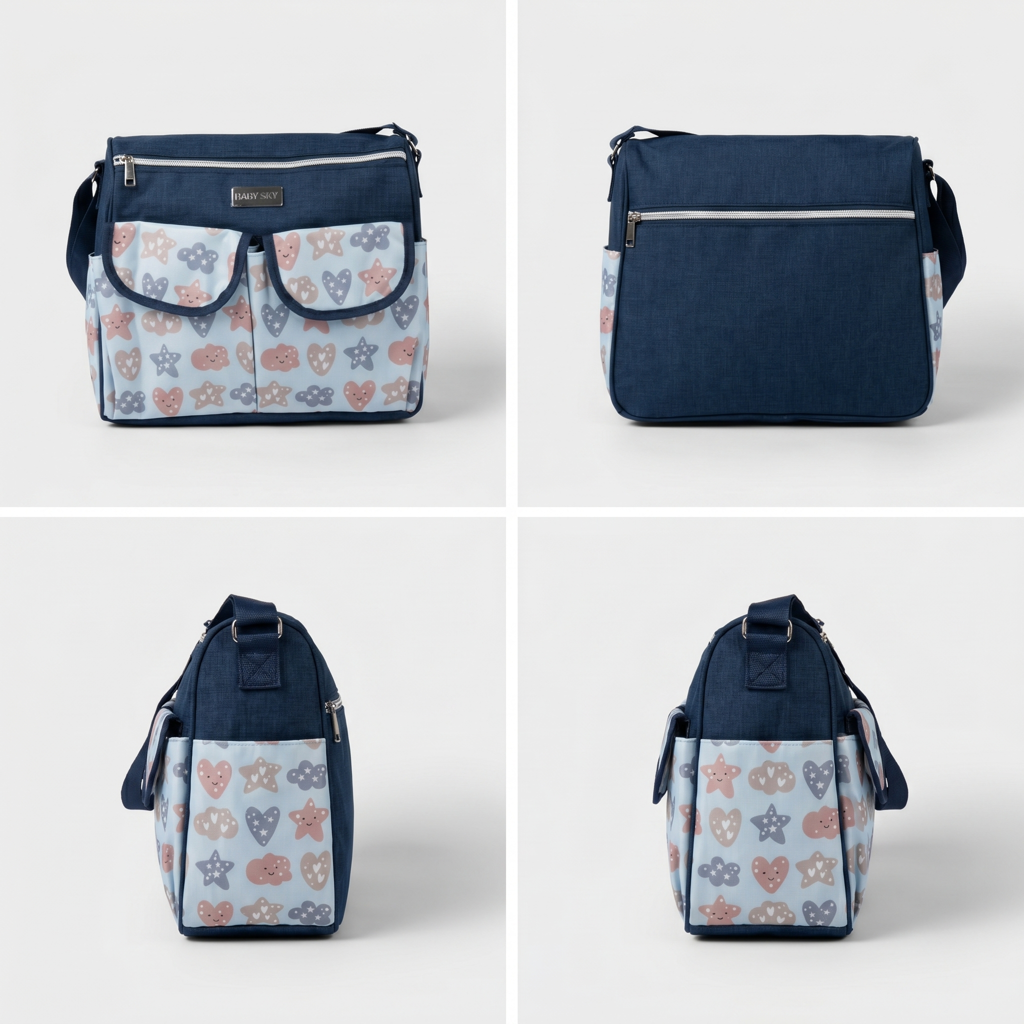 Dreamy Hearts Baby Diaper Messenger Bag – Blue