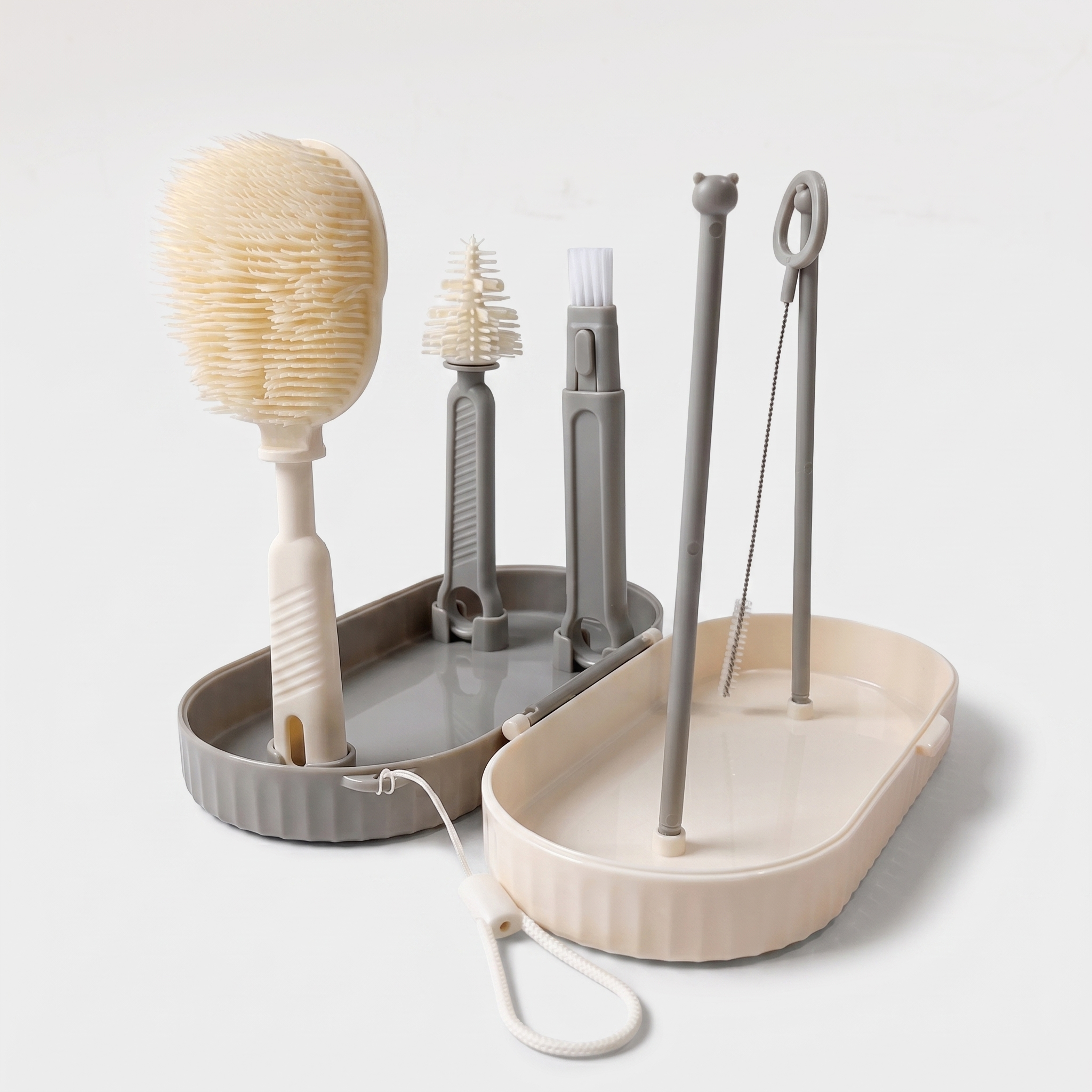 6-Piece Baby Bottle Cleaning Brush Set with Drying Rack