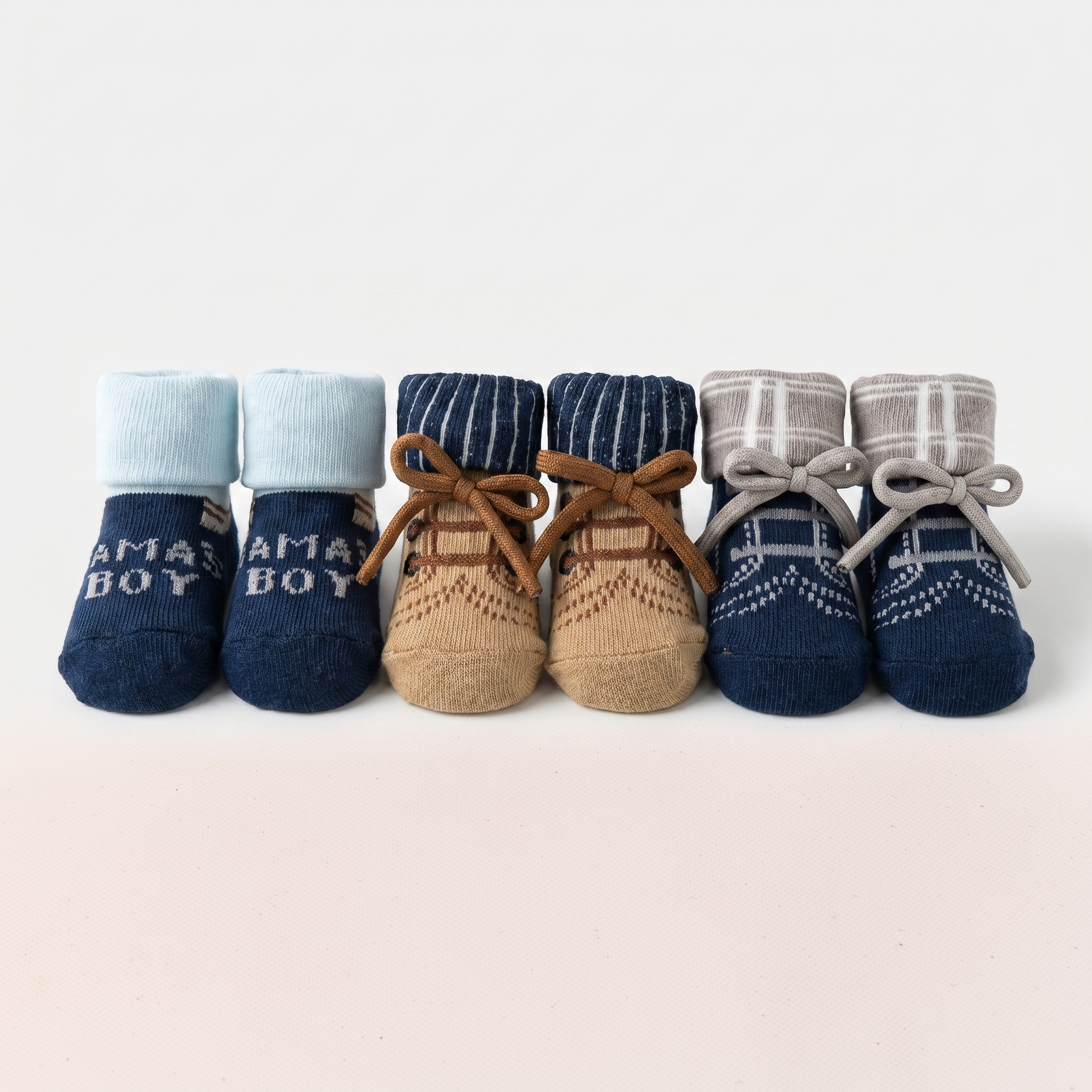 3-Pair Baby Striped Socks Set – Soft Cotton Non-Slip Infant Socks
