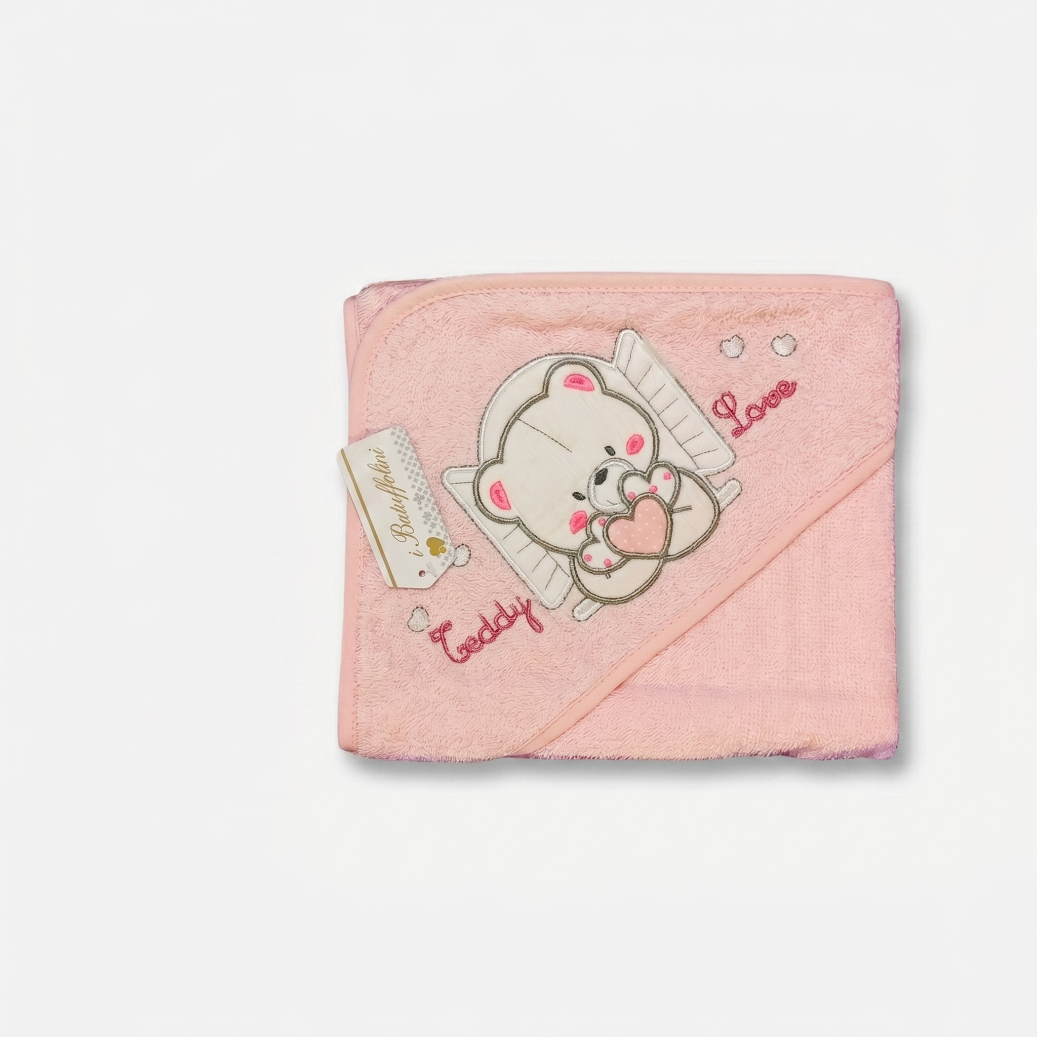 Baby Teddy Hooded Towel – Soft Absorbent Baby Bath Towel (Pink)