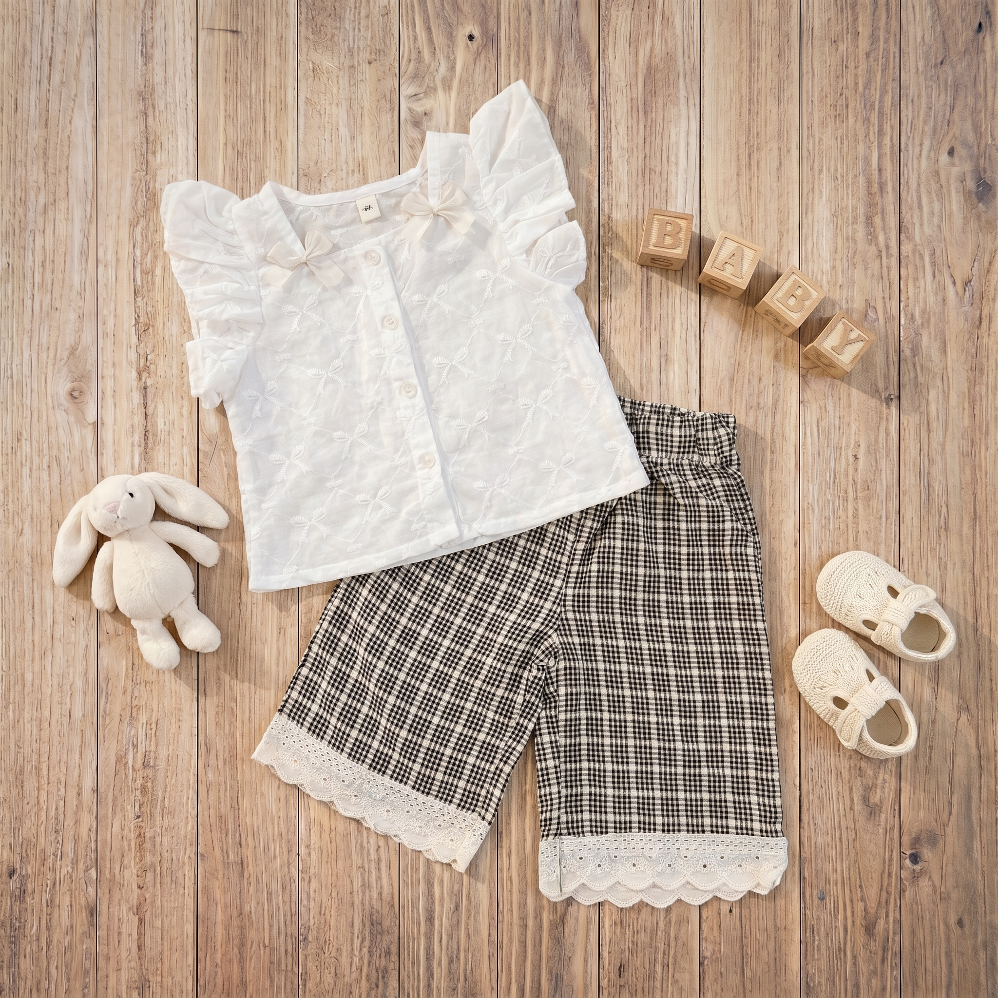 Elegant Lace Trim 2-Piece Girls Summer Set