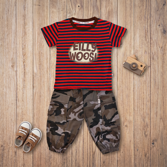 Adventure Camo Cargo Jogger Set – Red