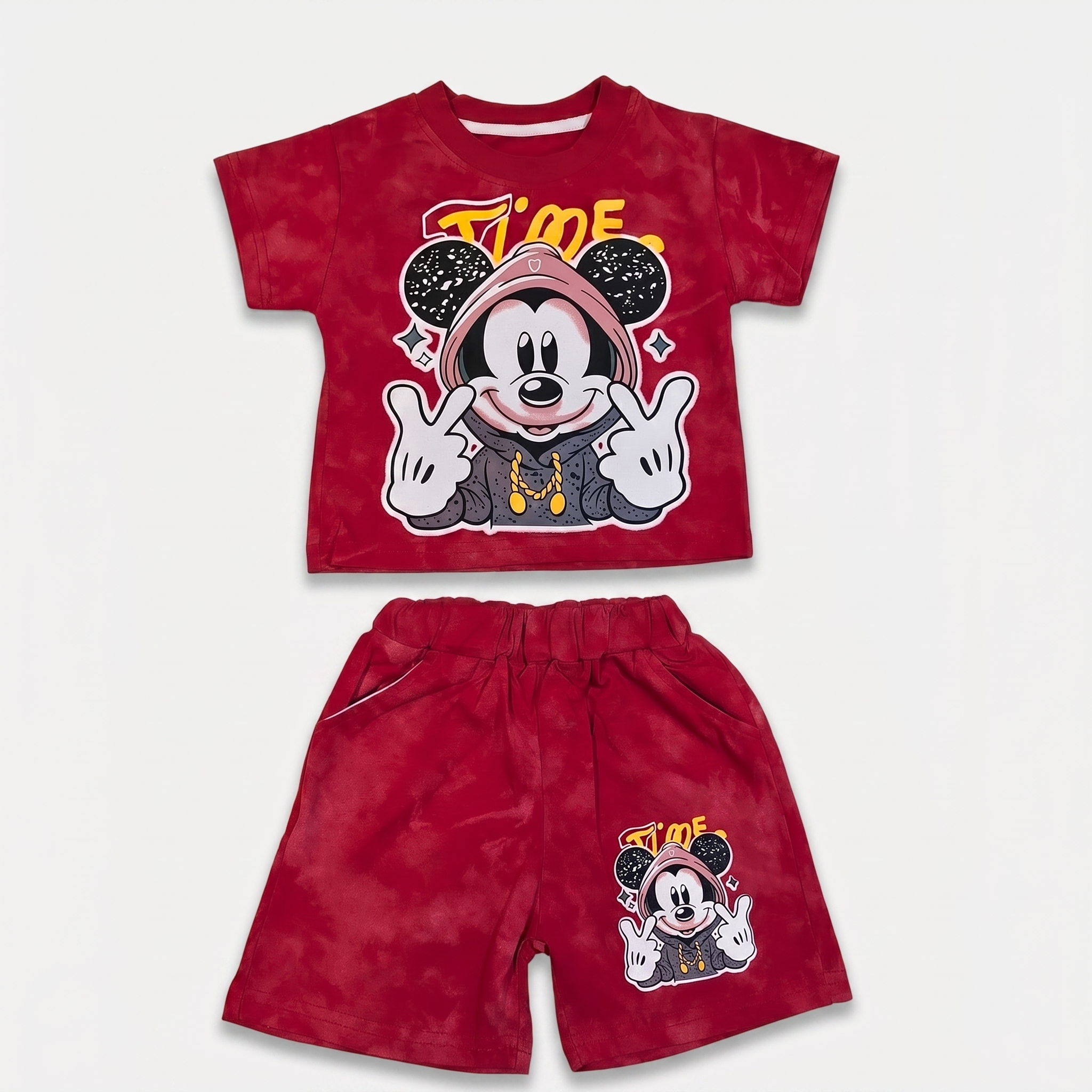 Mini Time Tie-Dye Shorts Set – Ruby Red