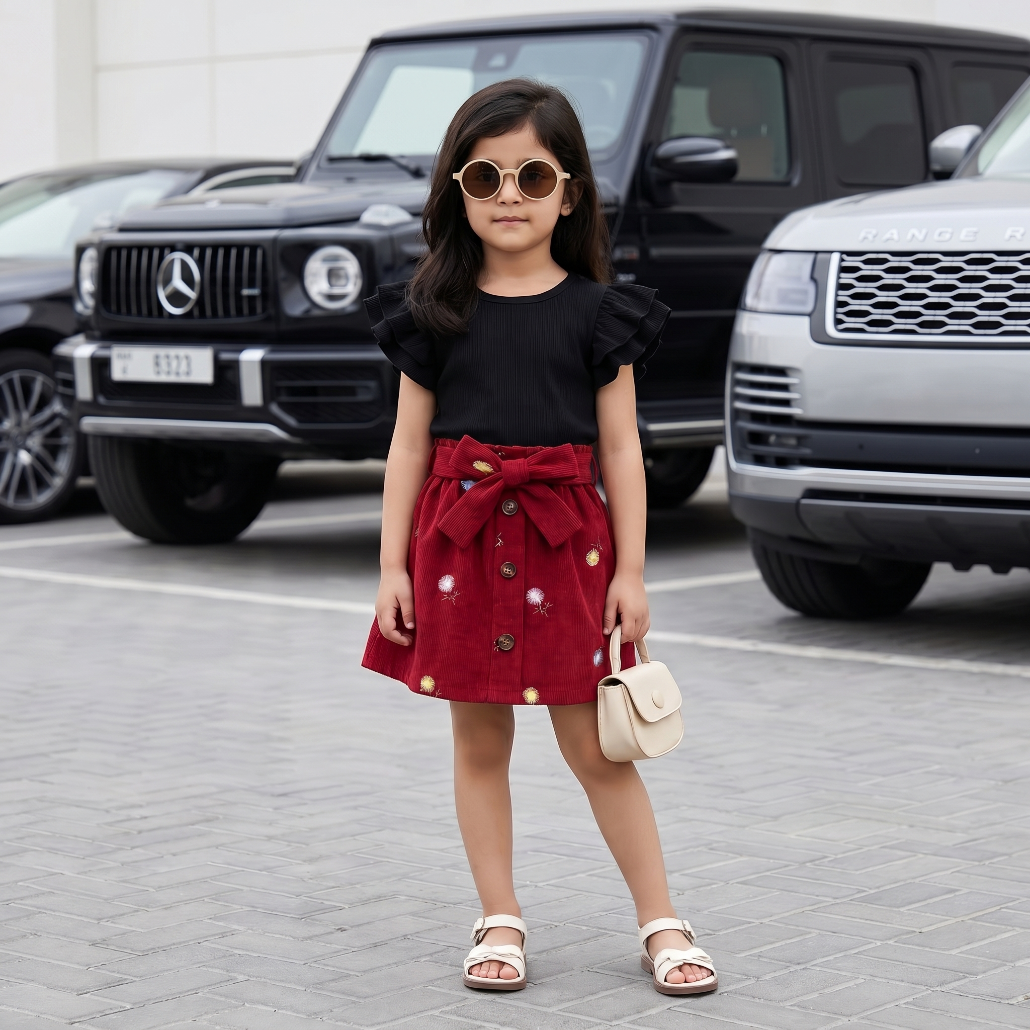 Scarlet Bloom Flutter Sleeve Dress