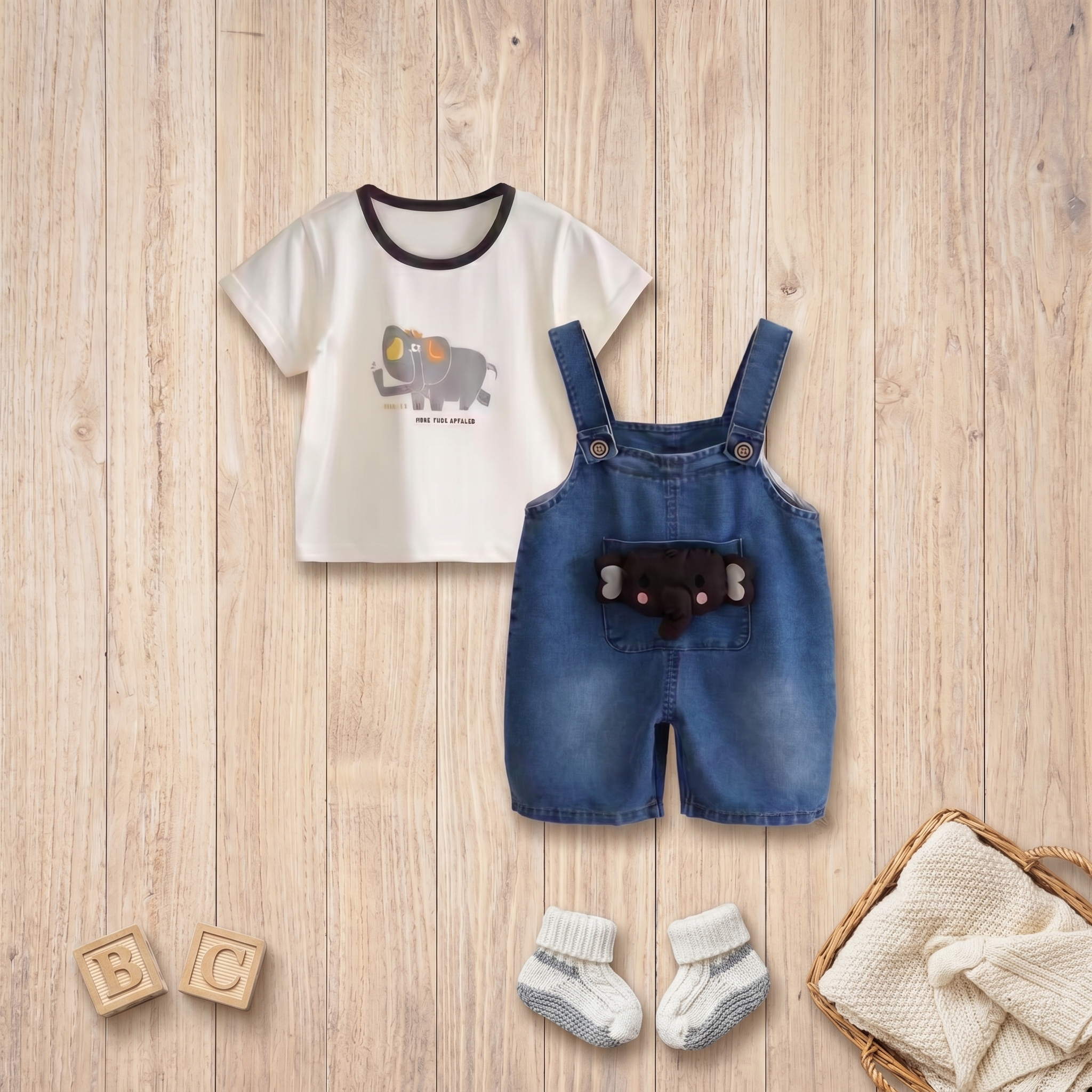 Ellie Explorer Denim Dungaree Set