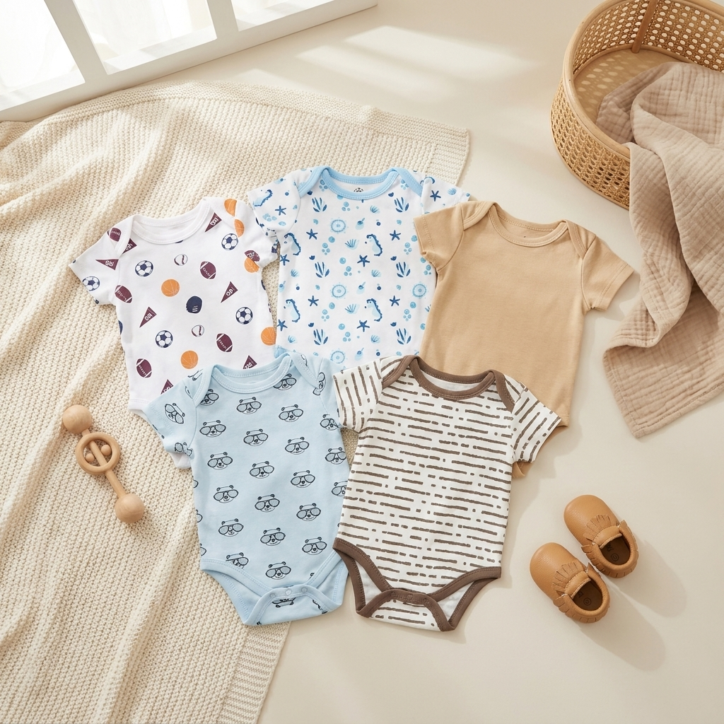 5PC Baby Bodysuit Set (0-12M)