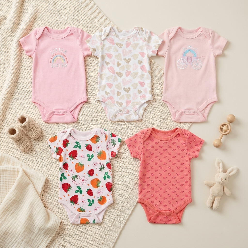 5PC Baby Bodysuit Set (0-12M)