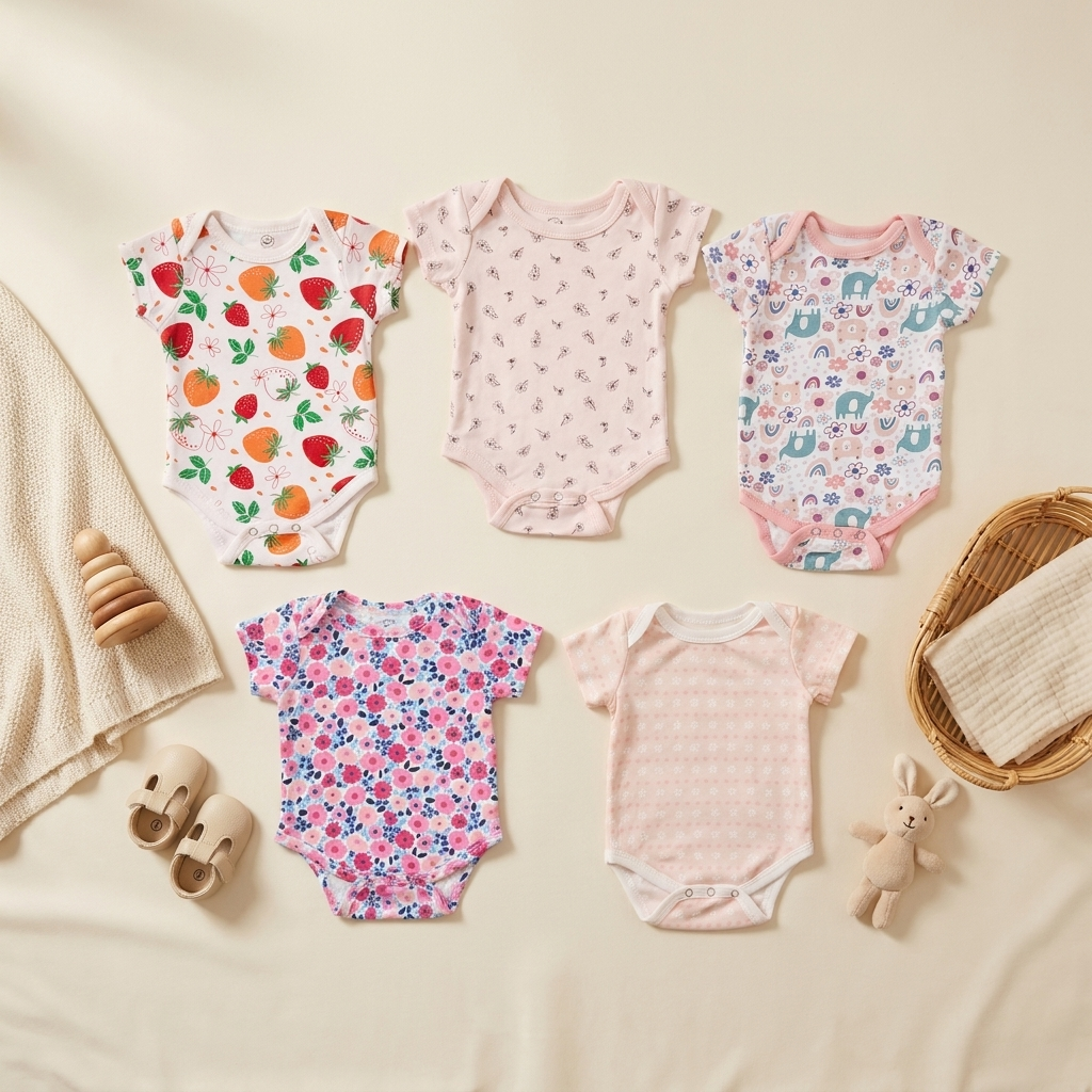 5PC Baby Bodysuit Set (0-12M)