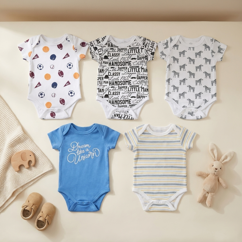 5PC Baby Bodysuit Set (0-12M)