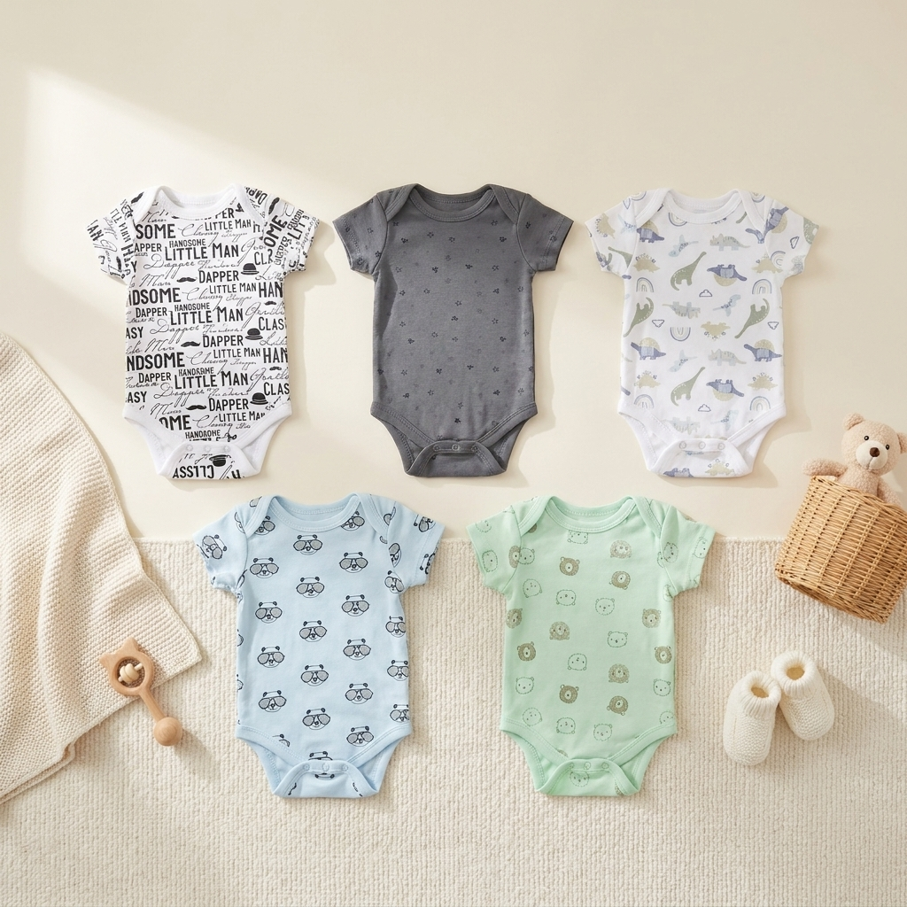 5PC Baby Bodysuit Set (0-12M)
