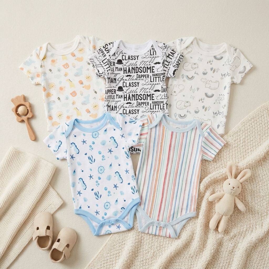 5PC Baby Bodysuit Set (0-12M)