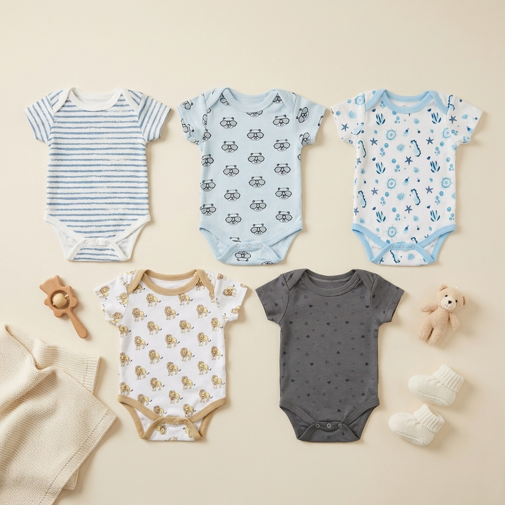 5PC Baby Bodysuit Set (0-12M)