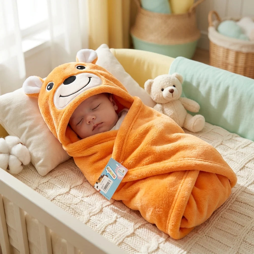 Plush Animal Hooded Baby Blanket – 5 Designs