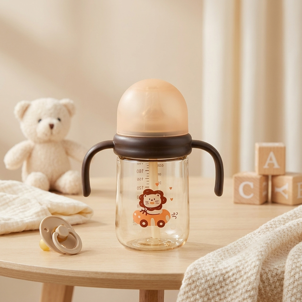 Lion Baby Straw Bottle 240ml