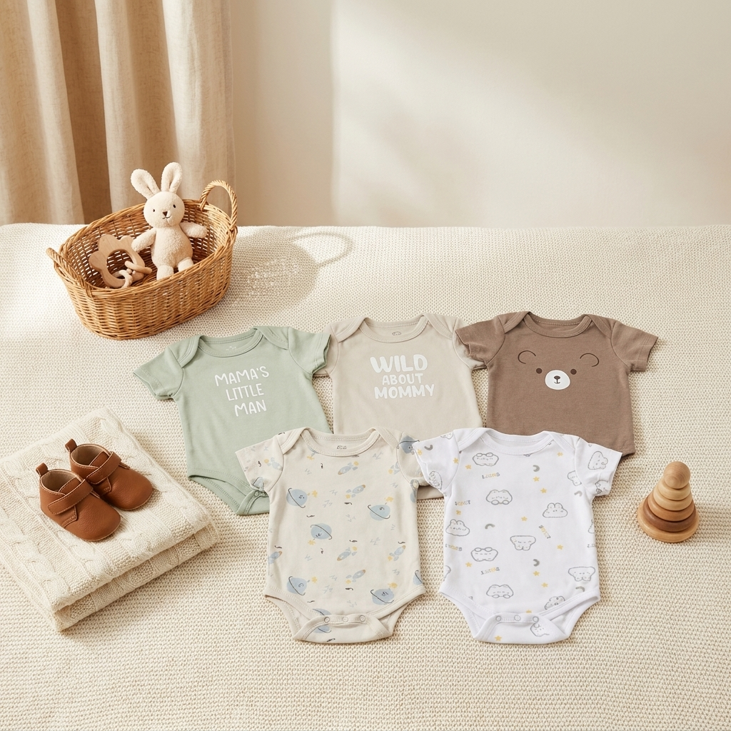 5PC Baby Bodysuit Set (3-6M)