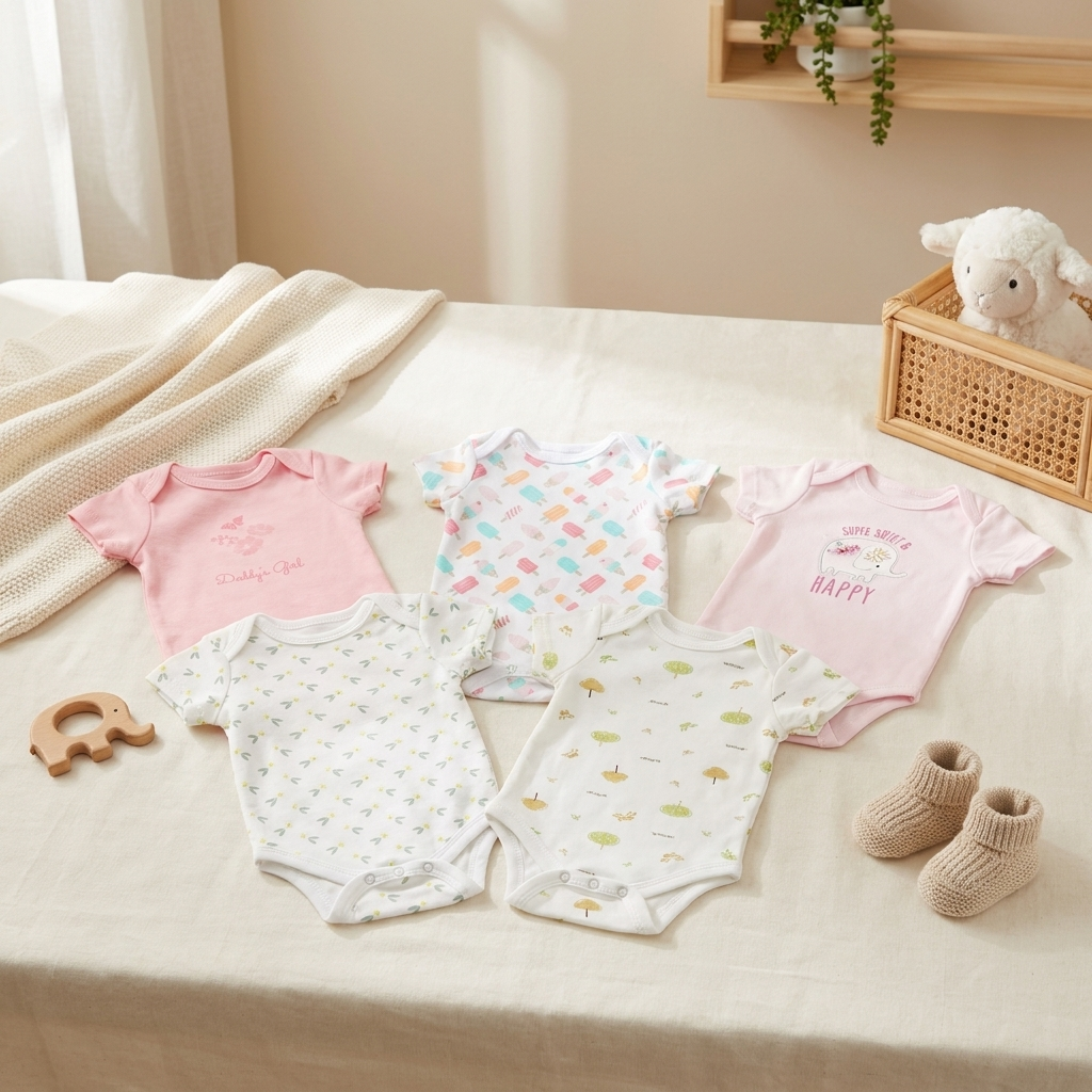 5PC Baby Bodysuit Set (3-6M)