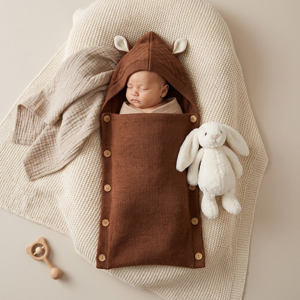 Cozy Knit Hooded Baby Wrap – 3 Colors