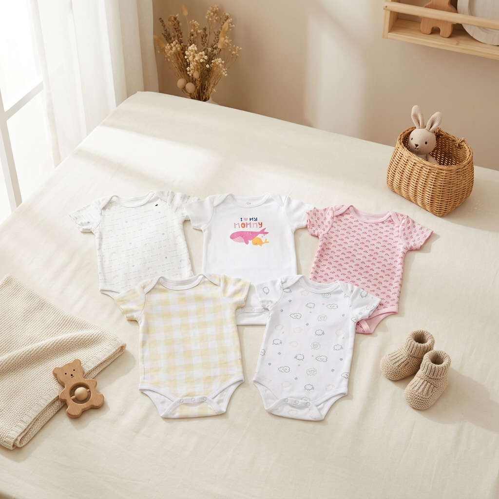 5PC Baby Bodysuit Set (9–12M)