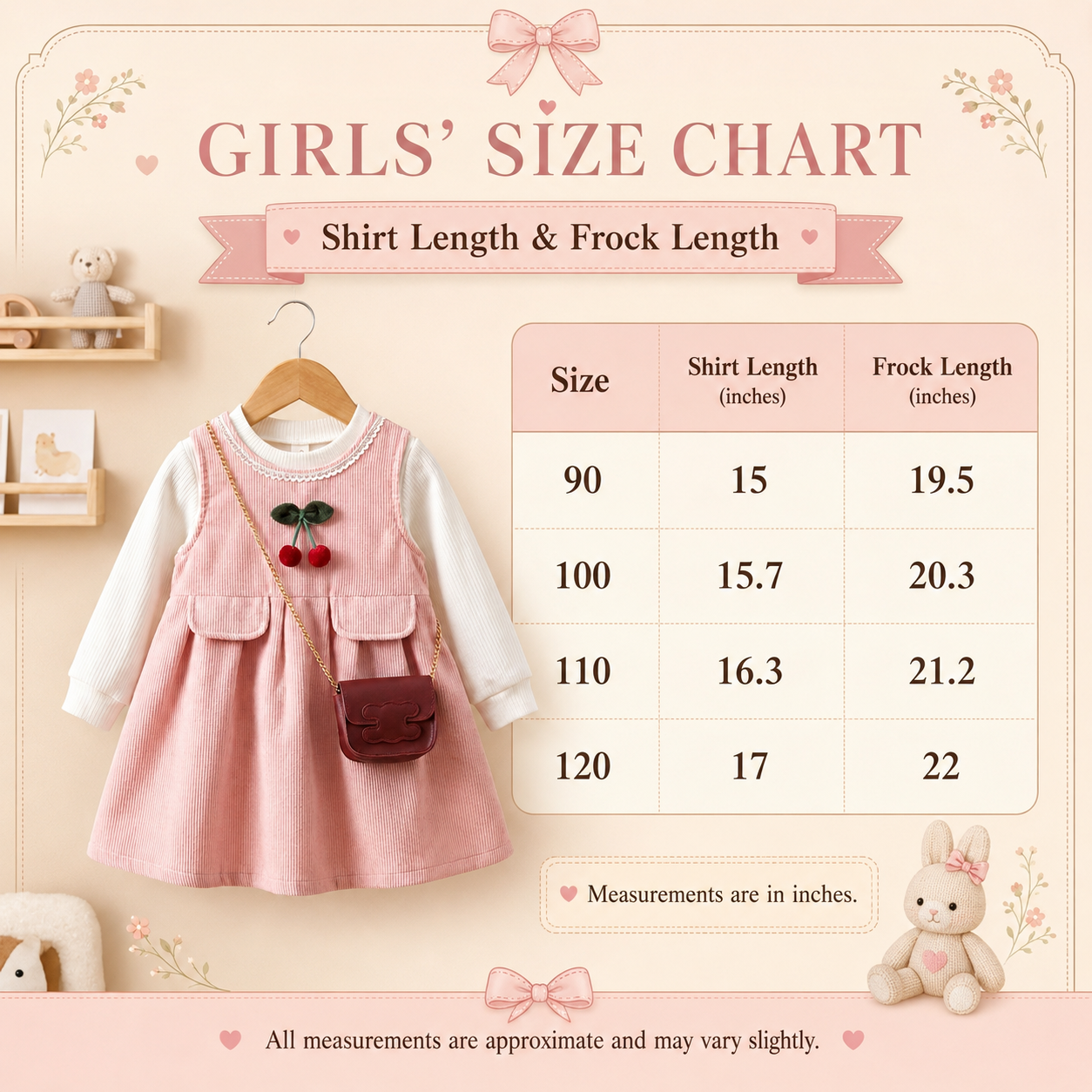 Girls Corduroy Pinafore Dress 3-Piece Set with Mini Crossbody Bag