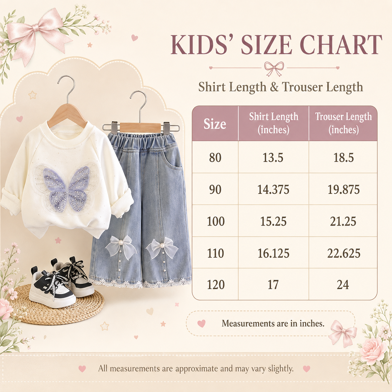 Girls Butterfly Sweatshirt & Denim Culottes Set – 2 Piece