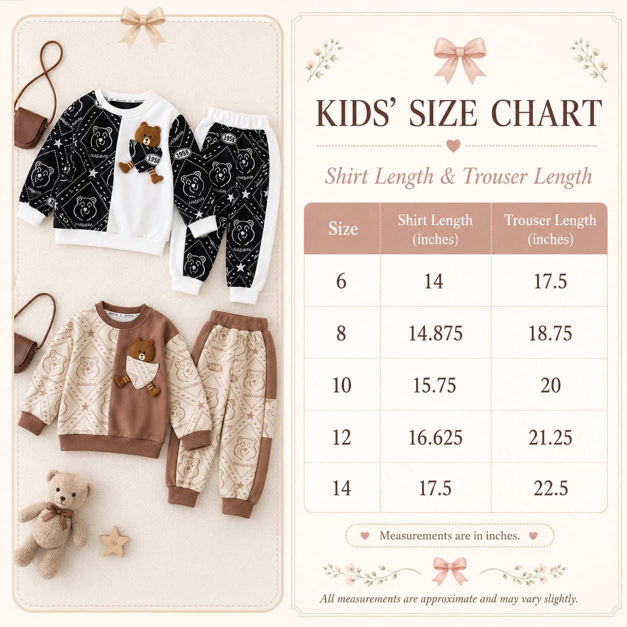 Boys Bear Pocket Sweatshirt  Set – 2 Piece