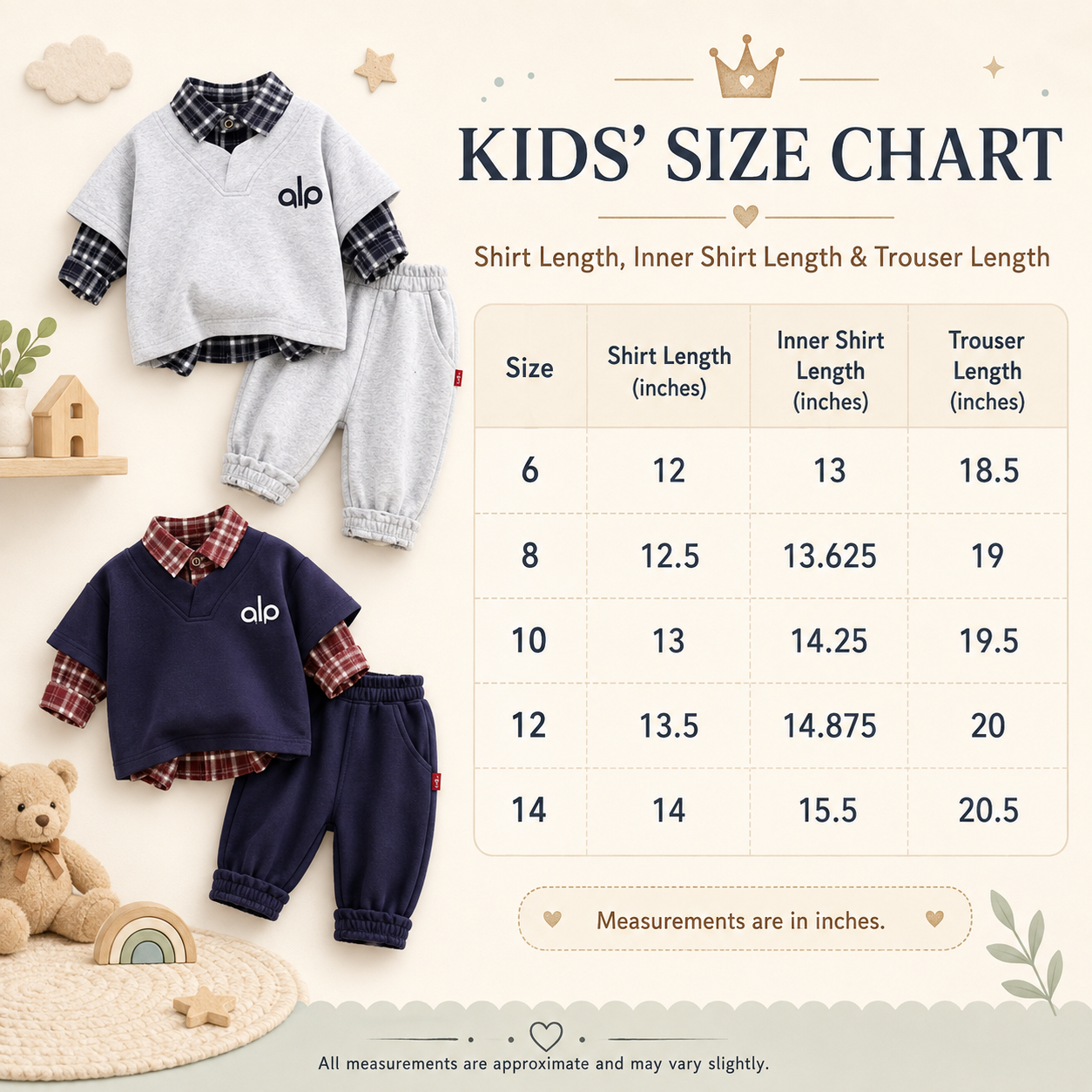 Boys Layered Plaid Sweatshirt & Jogger Set – 3 Piece