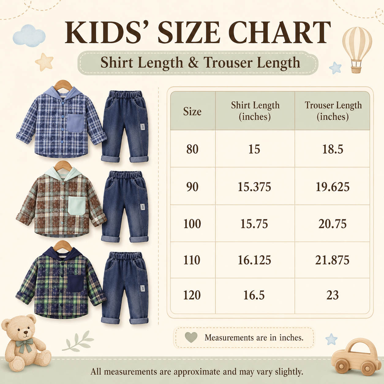 Boys Hooded Plaid Jacket & Denim Set – 2 Piece