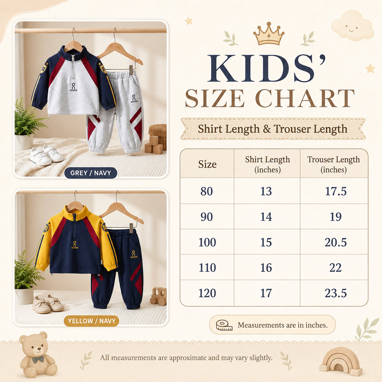 Boys Quarter Zip Tracksuit Set – 2 Piece