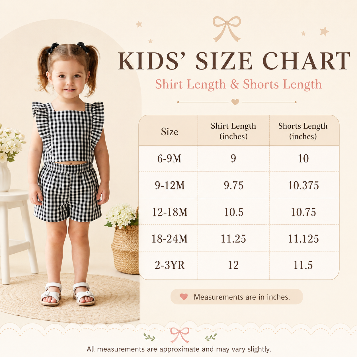 Girls Gingham Ruffle Top & Shorts Set
