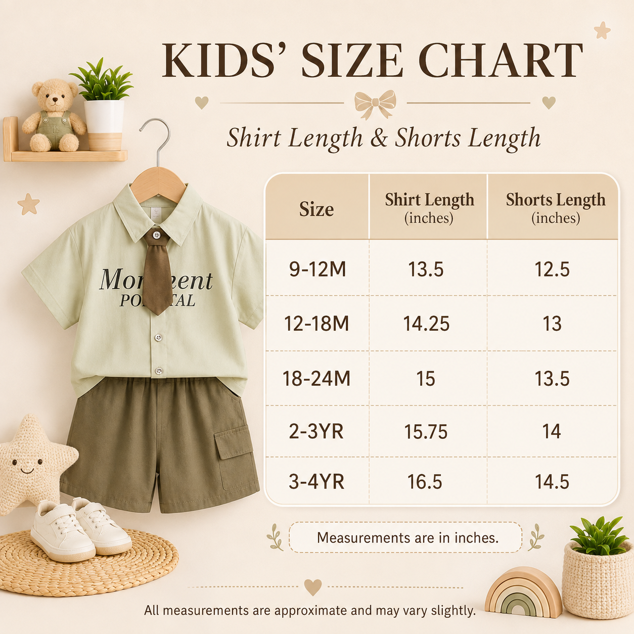 Boys Formal Shirt & Cargo Shorts Set with Tie