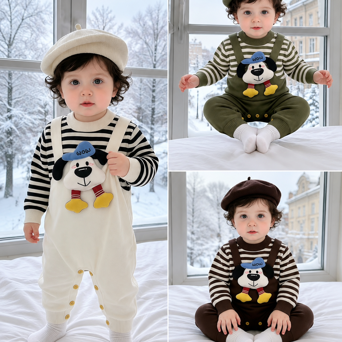 Baby Puppy Applique Dungaree Set