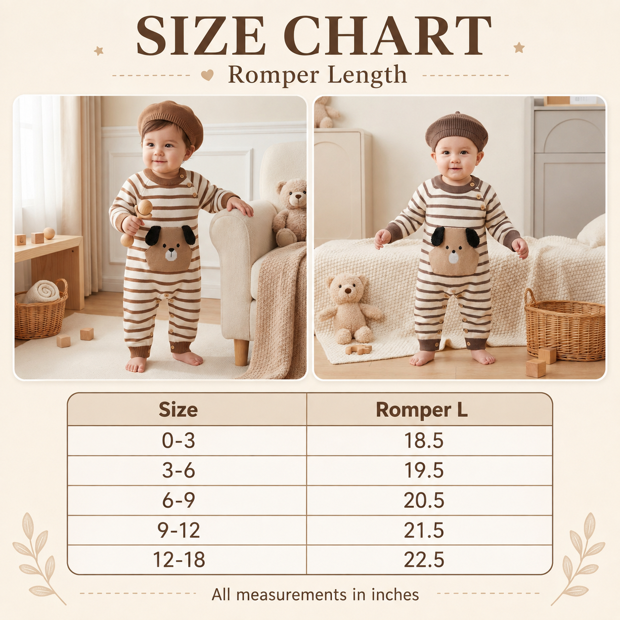 Baby Puppy Pocket Knitted Romper with Beret