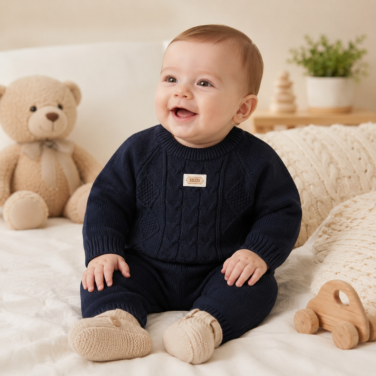 Baby Cable Knit 2-Piece Sweater Set – Black