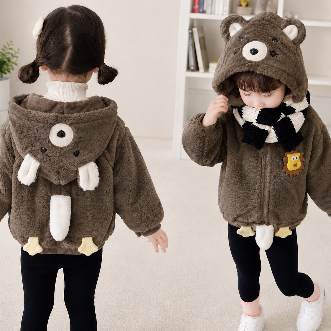 Lion Plush Hooded Winter Jacket – 6 Colors