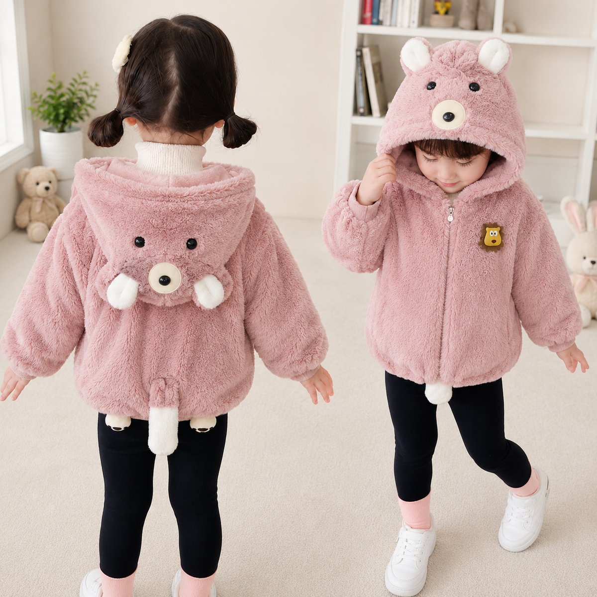 Lion Plush Hooded Winter Jacket – 6 Colors