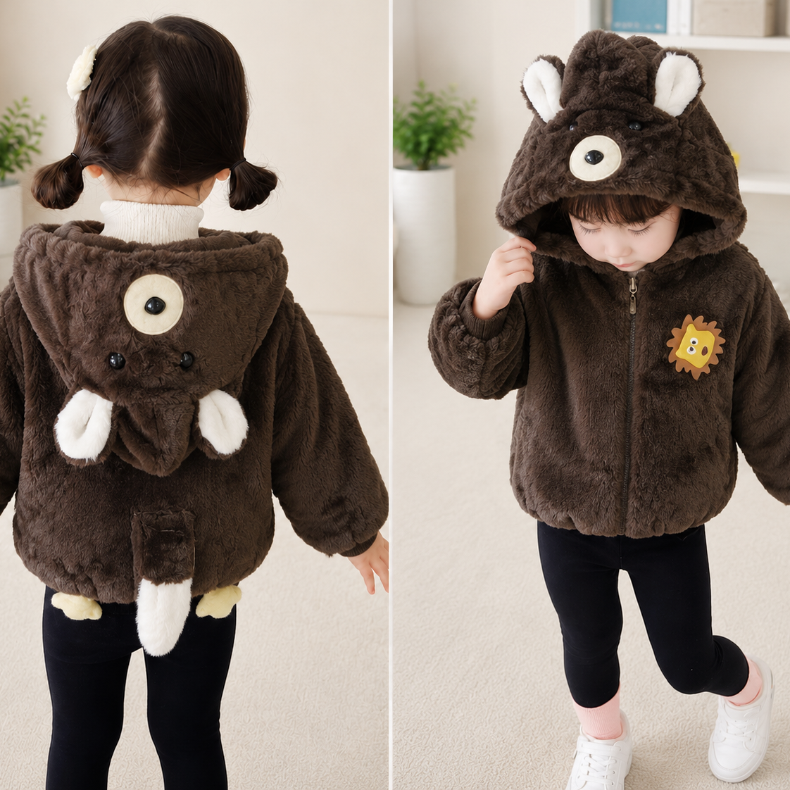 Lion Plush Hooded Winter Jacket – 6 Colors