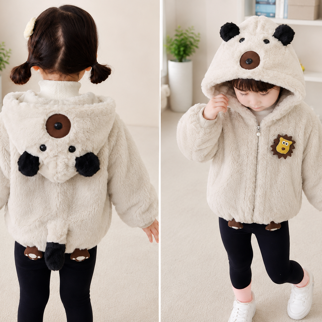 Lion Plush Hooded Winter Jacket – 6 Colors