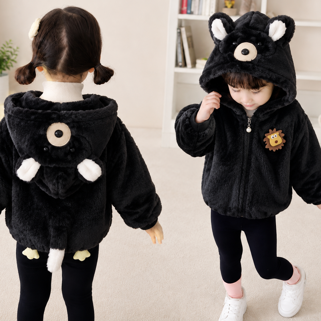 Lion Plush Hooded Winter Jacket – 6 Colors