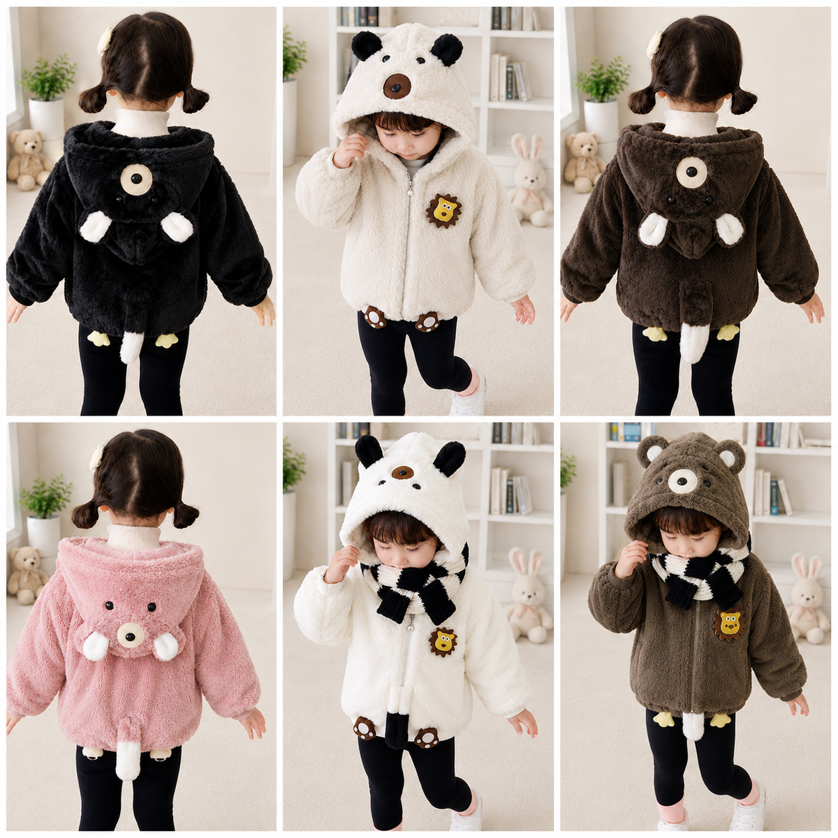 Lion Plush Hooded Winter Jacket – 6 Colors