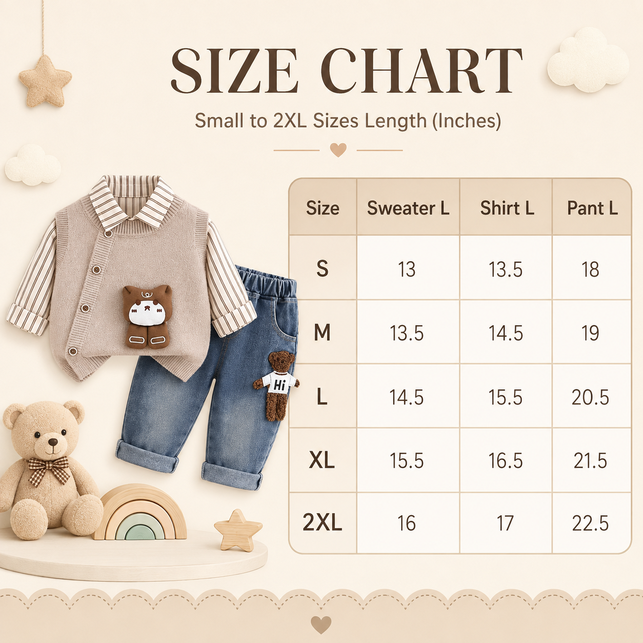 Teddy Knit Vest 3-Piece Boys Outfit