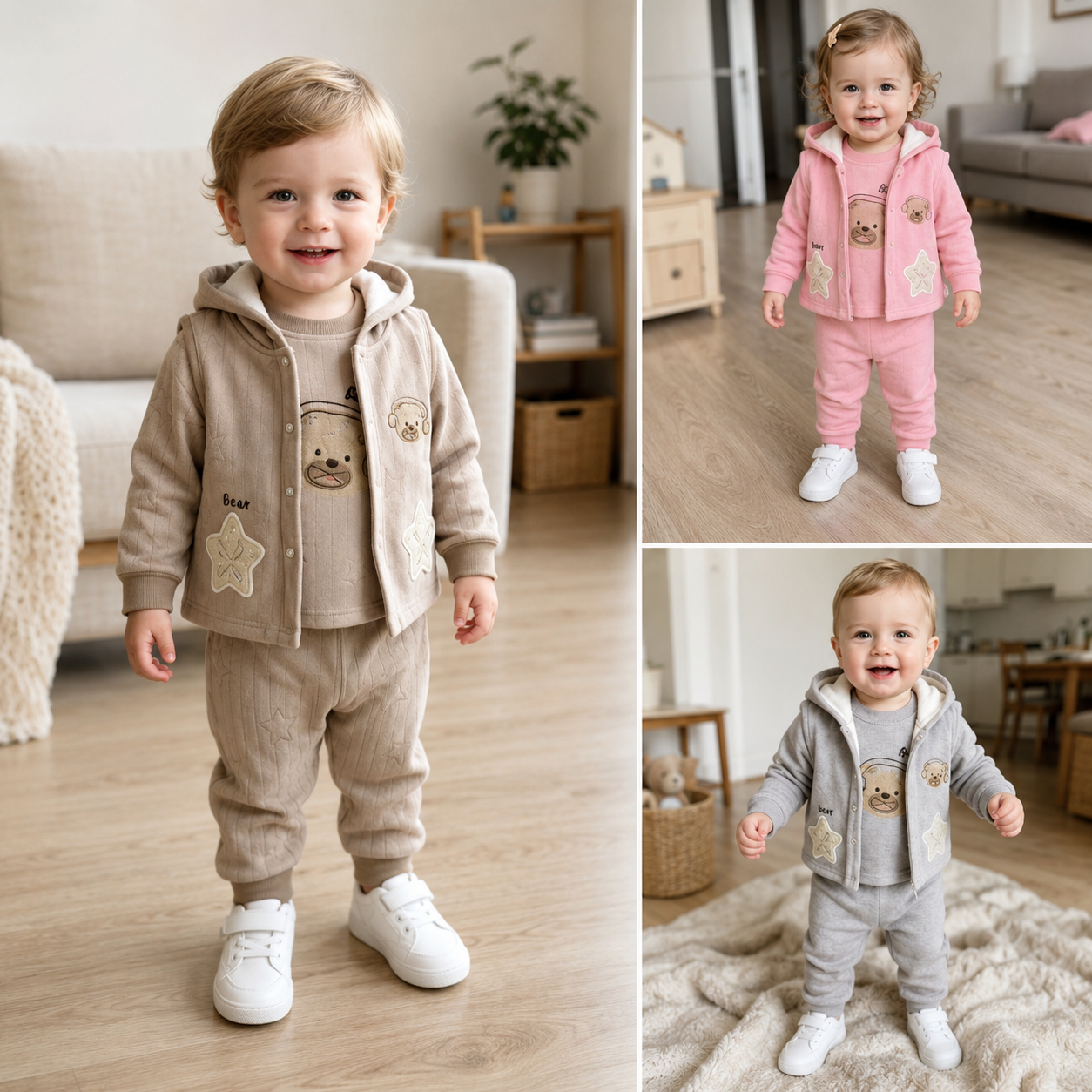 Teddy Velvet 3-Piece Baby Tracksuit