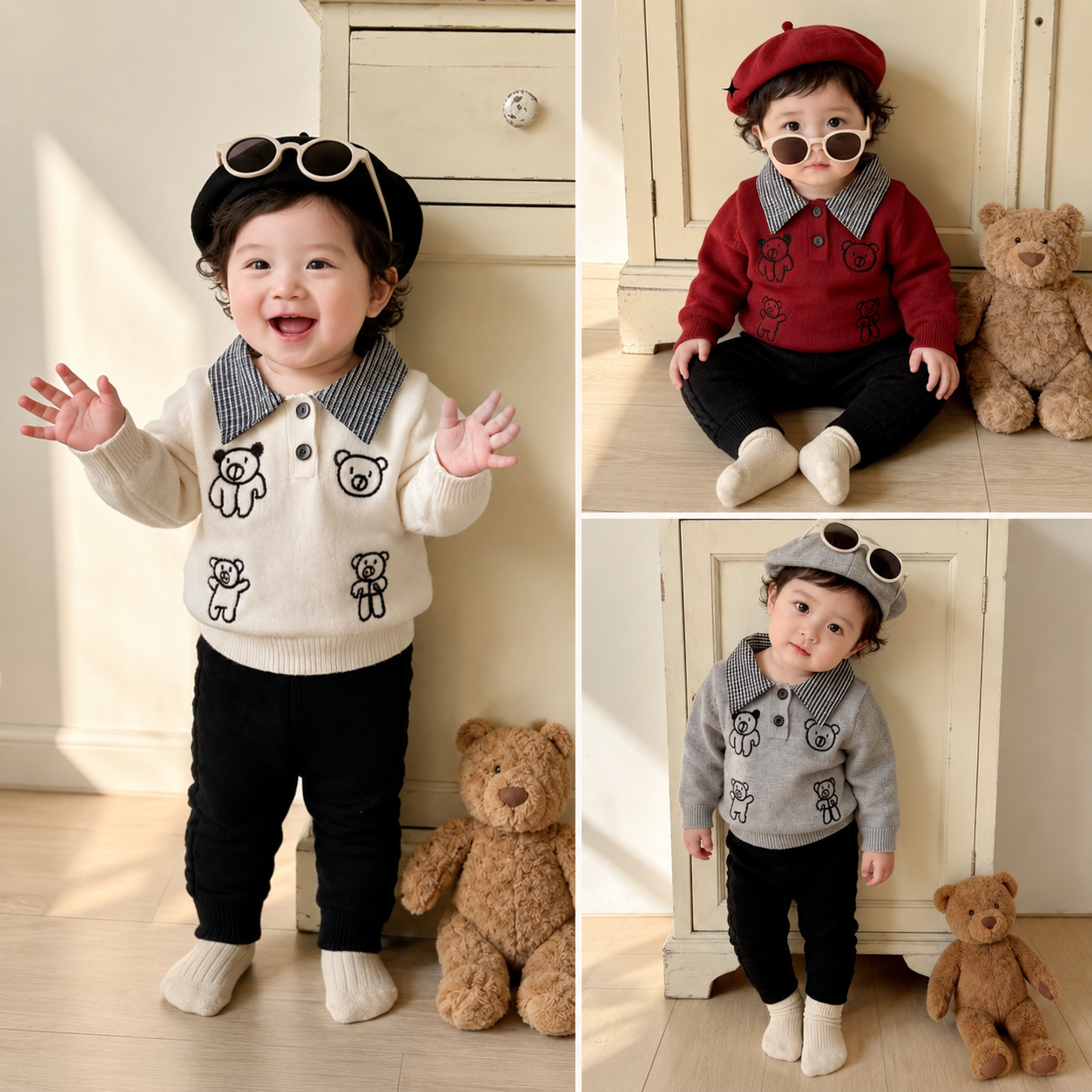 Teddy Collar 3-Piece Baby Winter Set