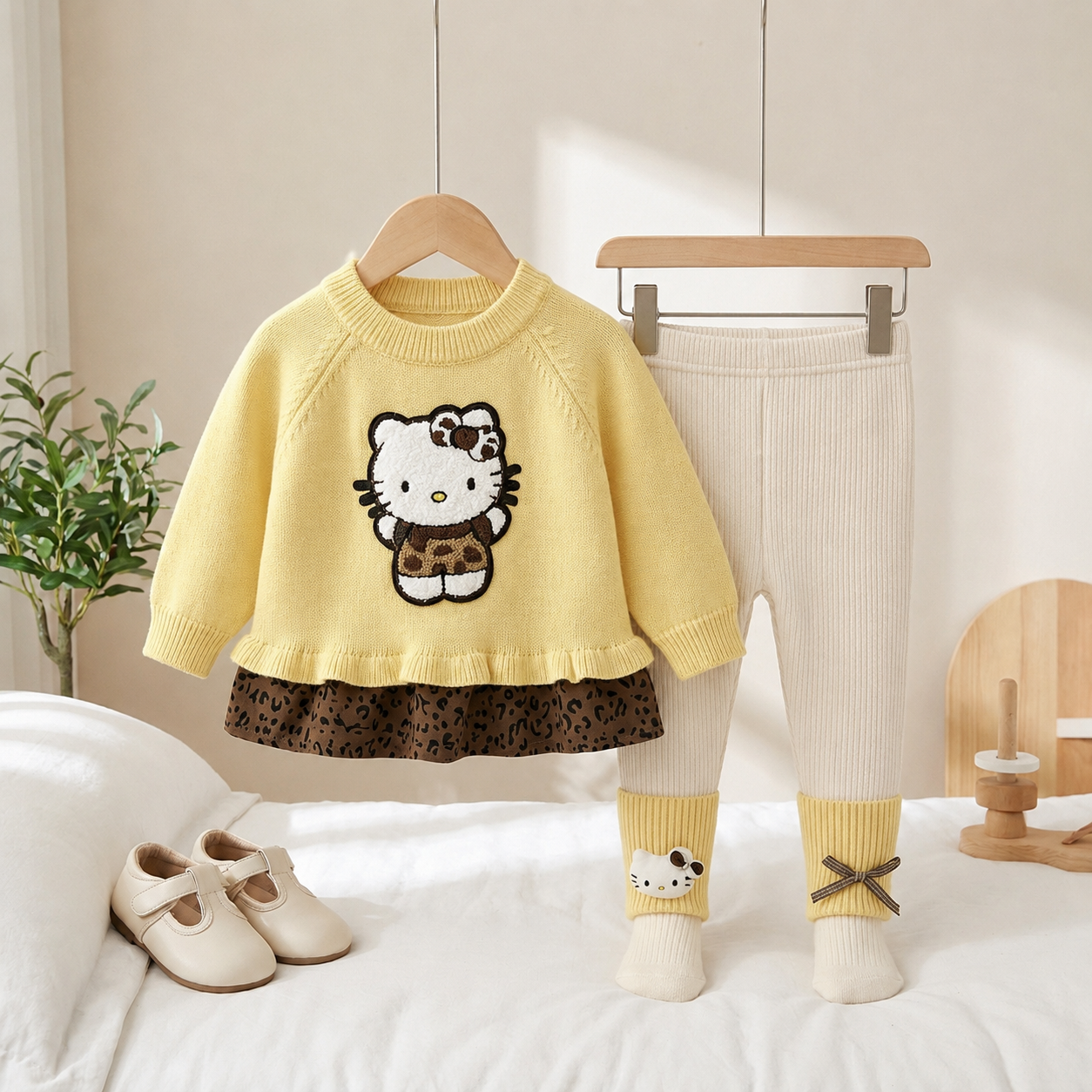 Cute Kitty Girls 2-Piece Sweater & Trouser Set